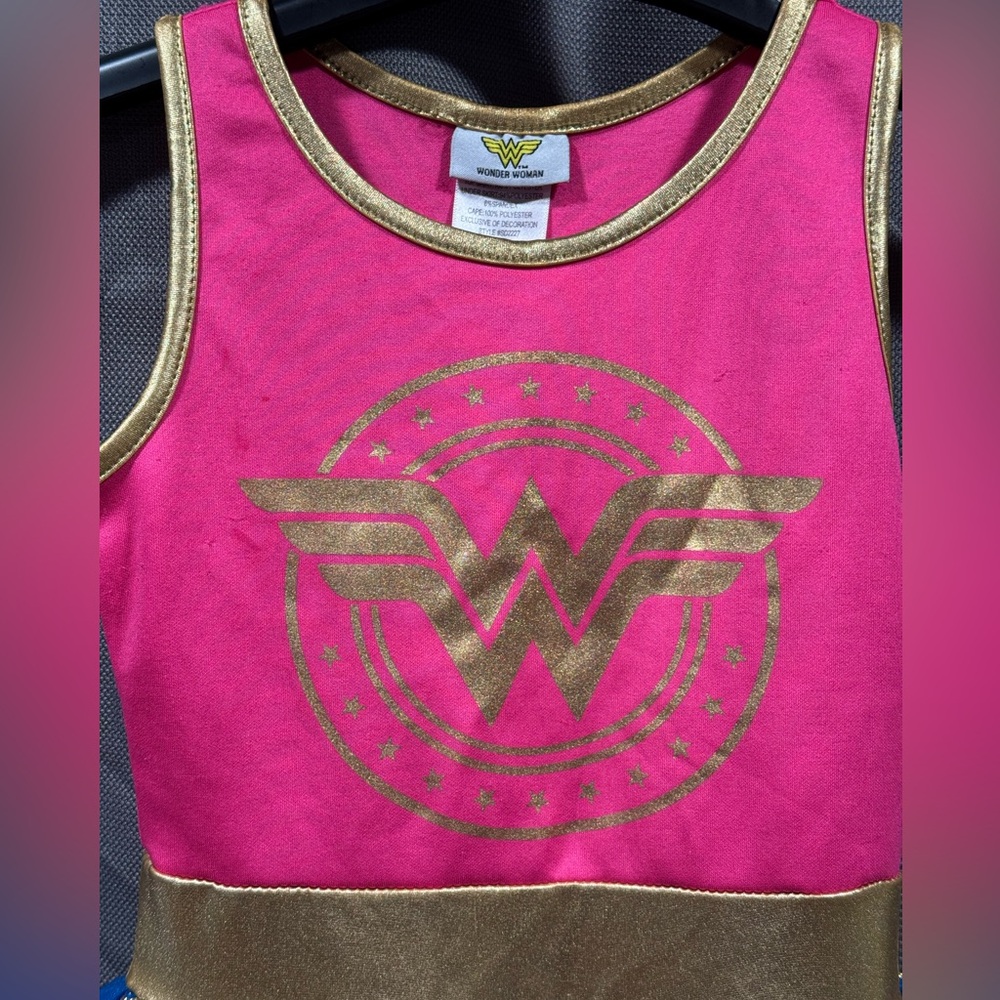 DC Wonder Woman Kids Costume Dress - Pink and Blue with Gold - Picture 3 of 8
